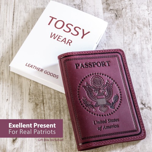Обложка на паспорт Passport USA col.L бордовая Обложка на паспорт Passport USA col.L бордовая