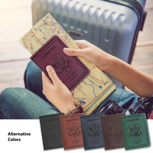 Обложка на паспорт Passport USA col.L бордовая Обложка на паспорт Passport USA col.L бордовая